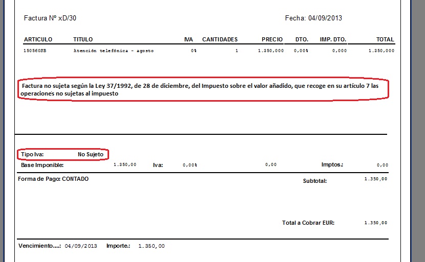 ejemplo de facturas