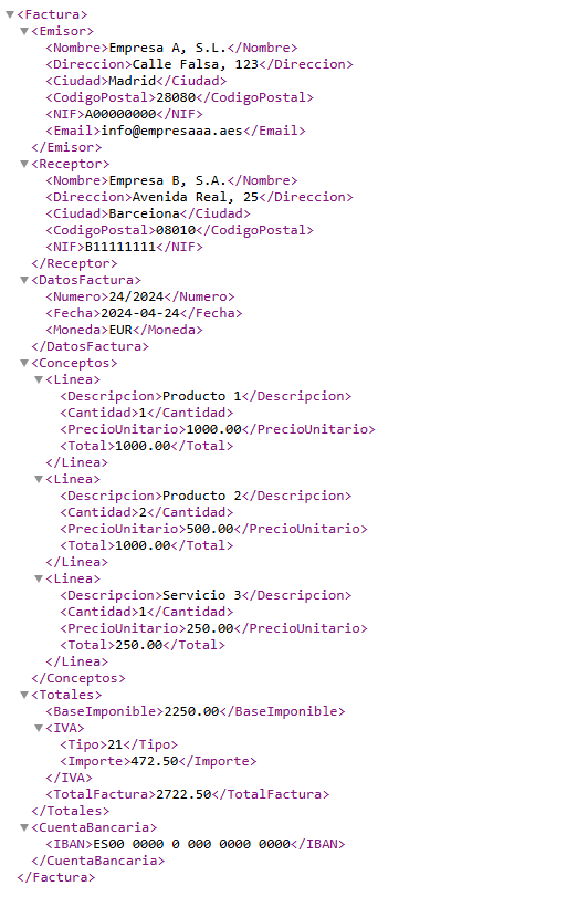 Factura Electronica en formato xml